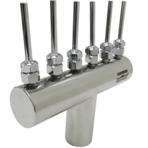 Bico Leque 38mm de Diâmetro 6 Saídas (1/4") Entrada Rosca 1" BSP